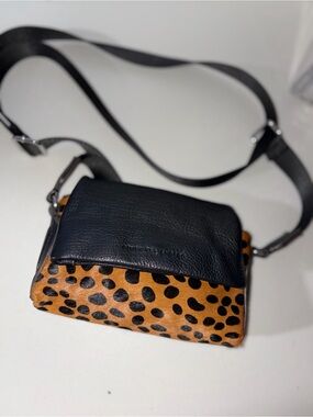 Aimee Kestenberg Black & Brown Leopard Print Crossbody Bag